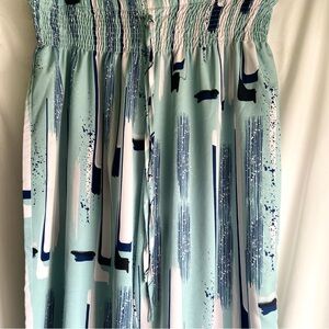 Stylish Women’s Blue and White Abstract Print Wide Leg Resort Pants
